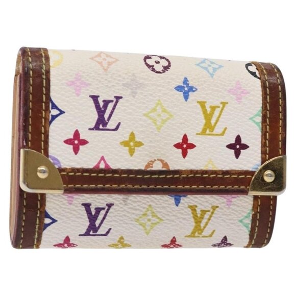 LOUIS VUITTON Multicolor Porte Monnaie Pla Purse White M92657 Auth 132771 - Picture 1 of 16